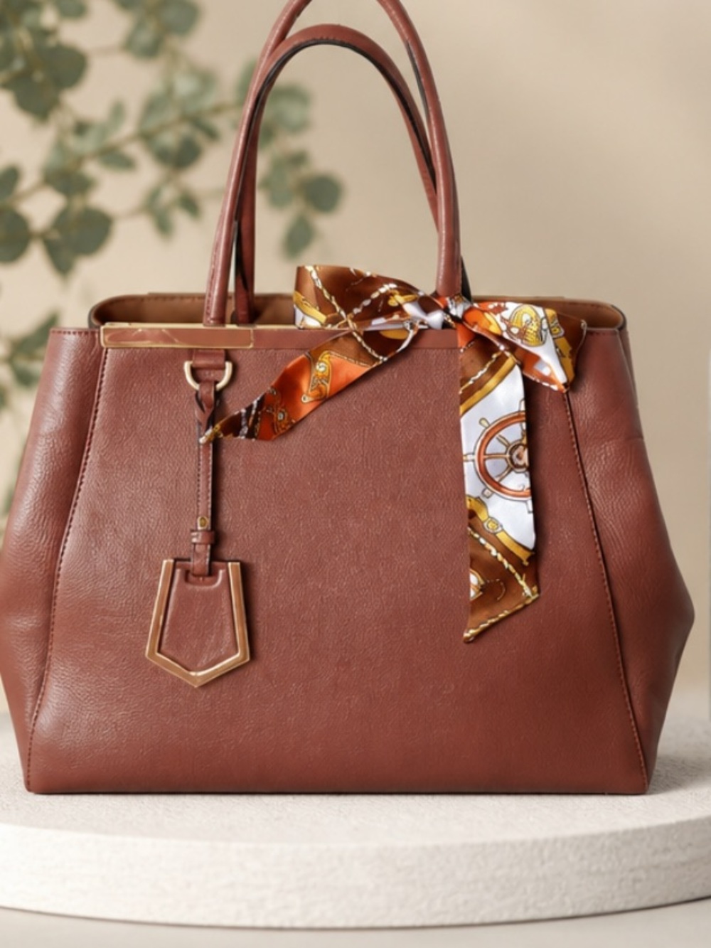 Large Fendi Coral Leather Tote.